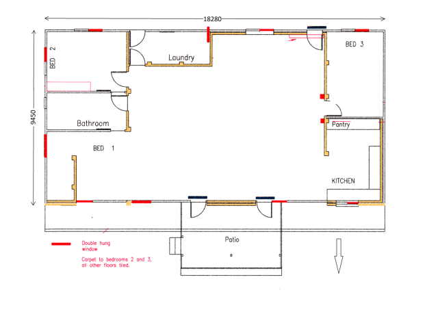 Plan of solar-passive house
