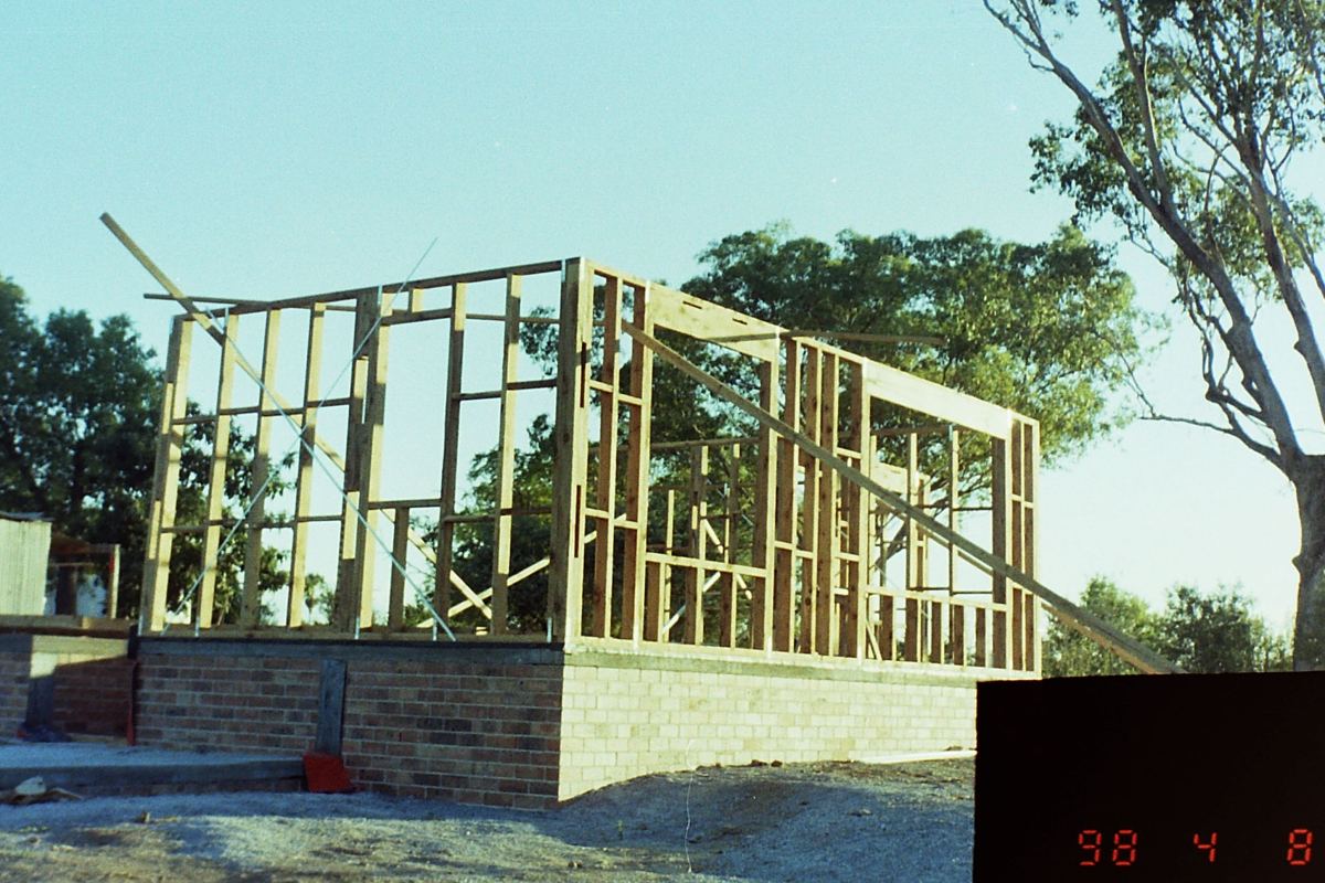 Photo of the first wall frames up