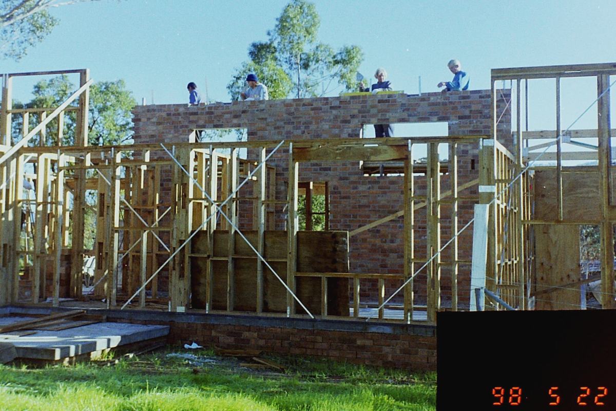 Photo of the brick wall in the master bedroom