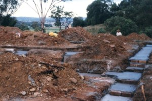 House footings on a rise