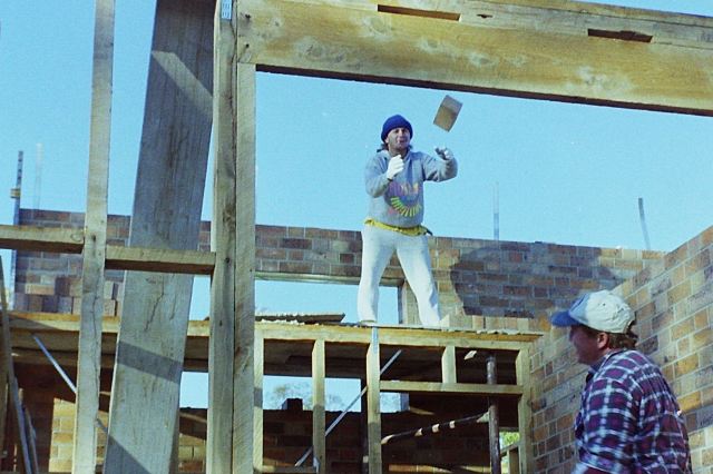 Photo of tossing a brick