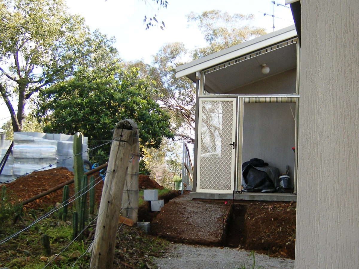 Photo of trenches dug for courtyard