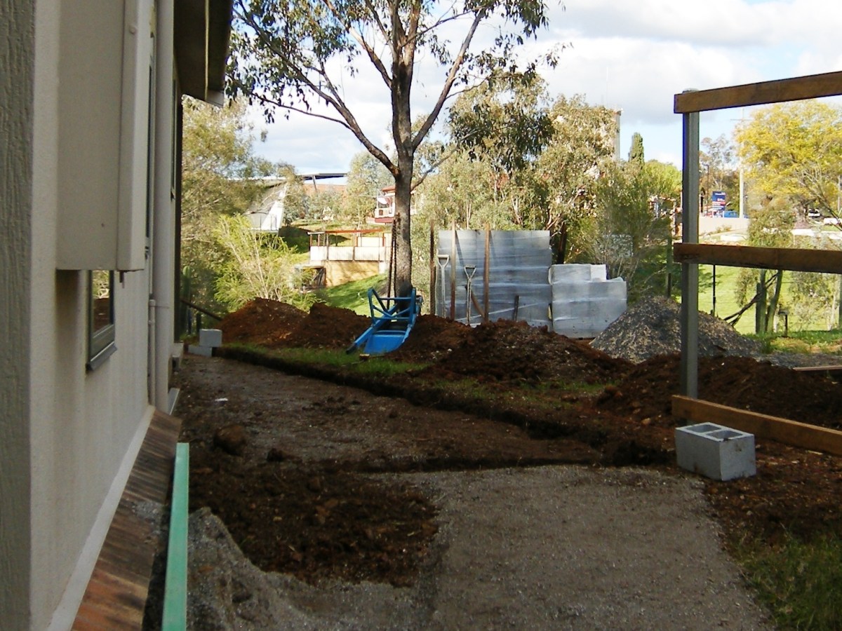 Photo of trenches dug for courtyard