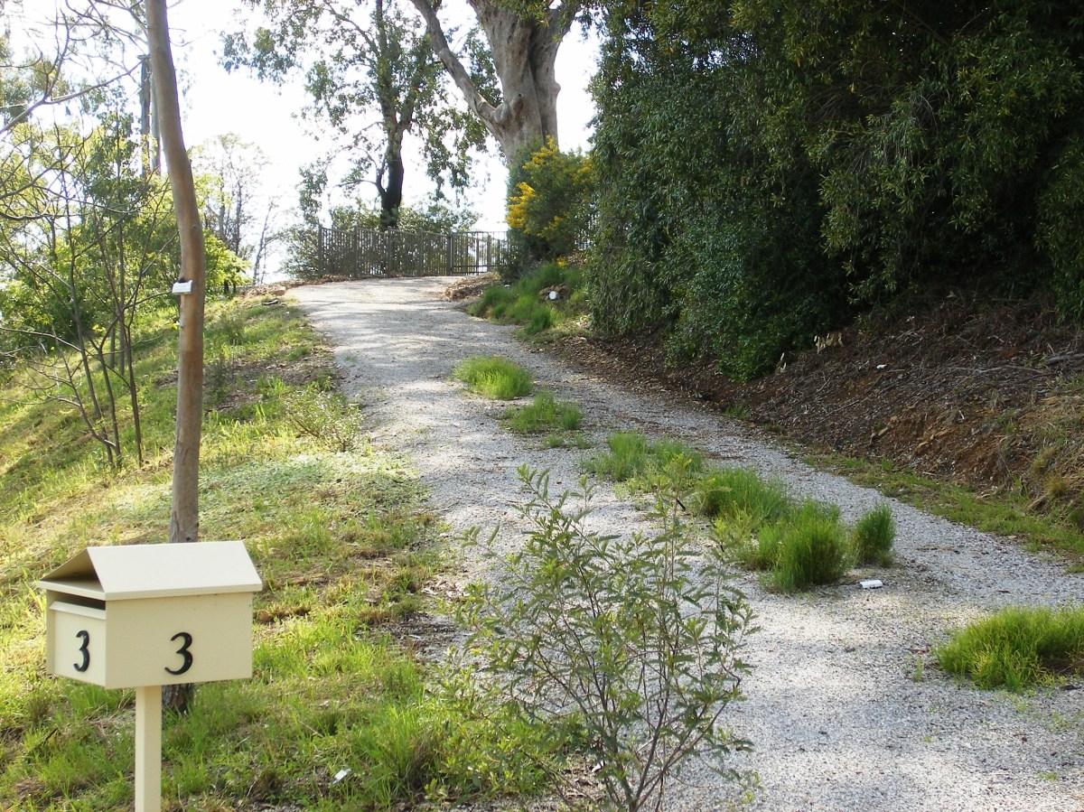 View up the drive from the street.