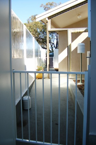 Courtyard seen through the east wicket gate