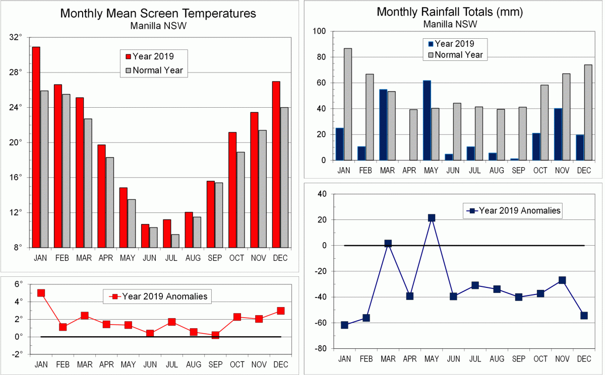 Monthly temp and rain 2019